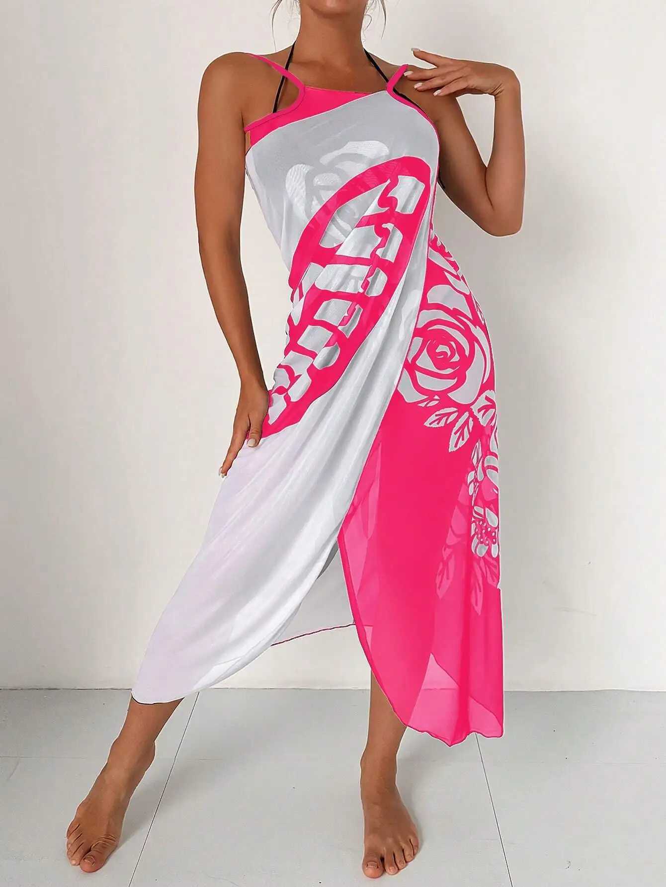 Sexy floral butterfly print cover swimsuit womens Dr summer Tunic bikini bath Sarong Wr ski swimsuit mesh beach Dr W250120