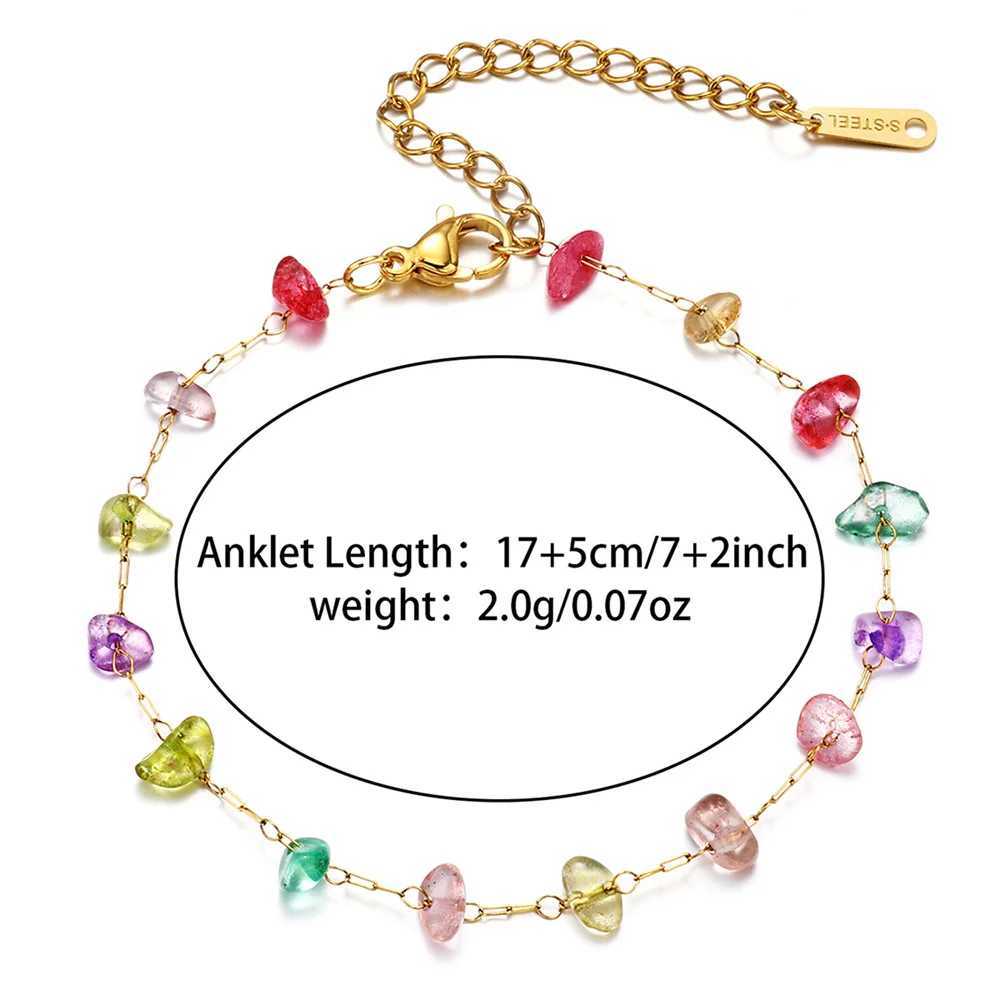 Colorful Natural Stone Anklet For Women Tren Stainl Steel Anklet Party Wedding Fashion Jewelry Girls Gift 2024XJ250121
