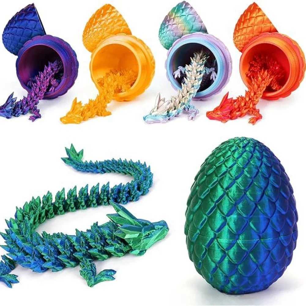 3D Printed Rotatable Connected Western Crystal Dragon Home Offices Desktop Crafts Decoration Creatives Gift Decor Free shipping