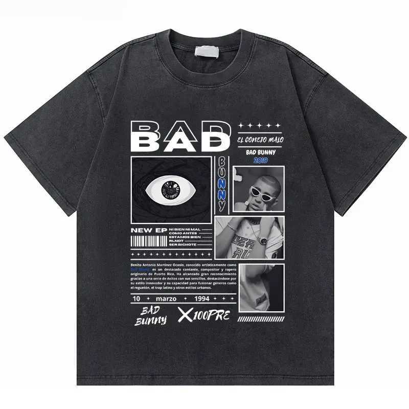 Washed Vintage Rapper Trueno Print T Shirts Mens Hip Hop Fashion Tshirt Short Sleeve Men Women Casual Cotton Oversized T-shirts X250203