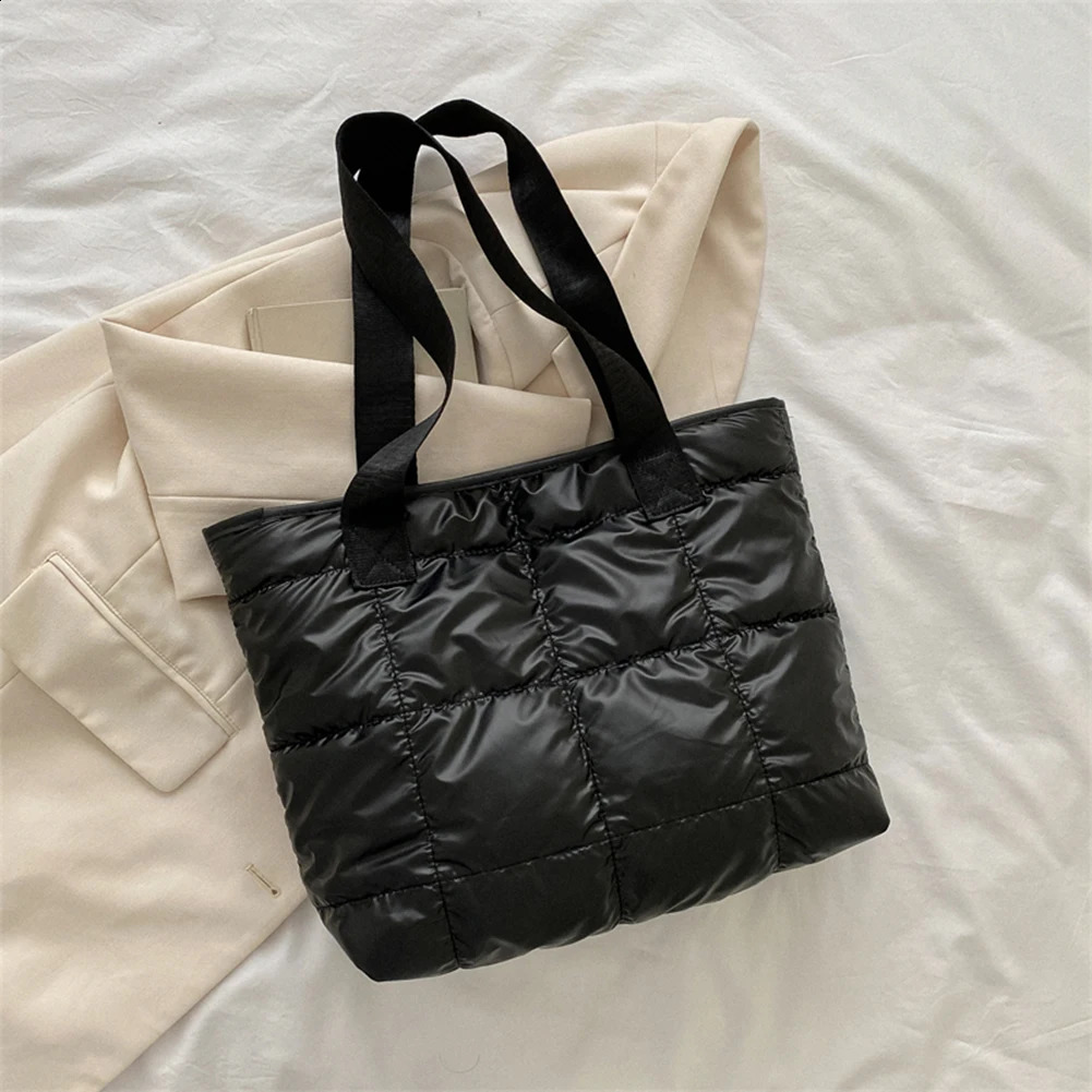 Fashion Ladies Tote Handbags Large Capacity Cotton Padded Shopper Bag Portable Shoulder Quilted Solid for Office Work Travel 250113