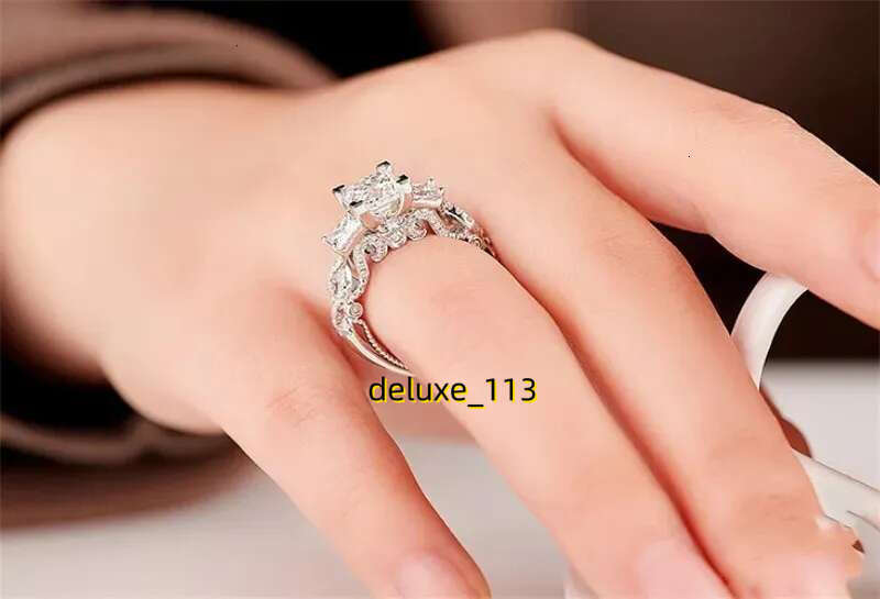 Vintage Princess cut Lab Dia Ring sterg sier Engagement Wedding band Rings for Women Bridal Fine Party Jewelry 231208