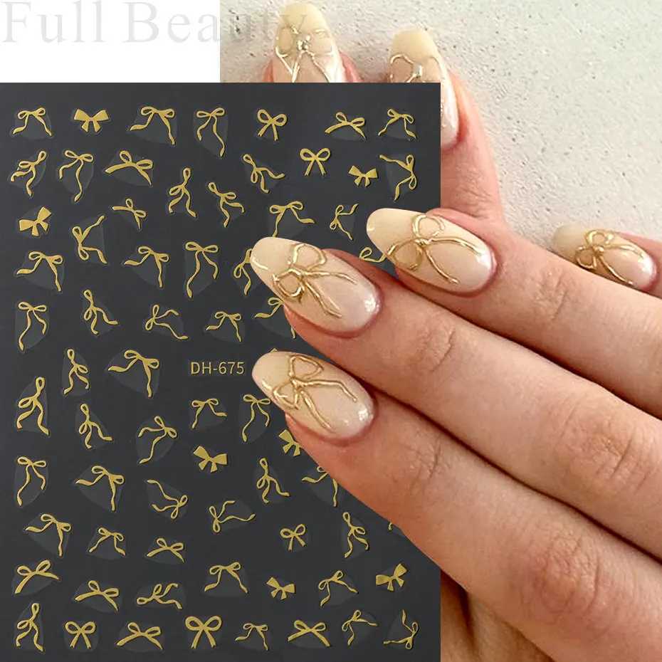 3D Stickers for Nail Gold Star Slider Holographic Bow Butterfly Design Self-Adhesive Decal Manicure Art Supplies And DecorationXJ250120