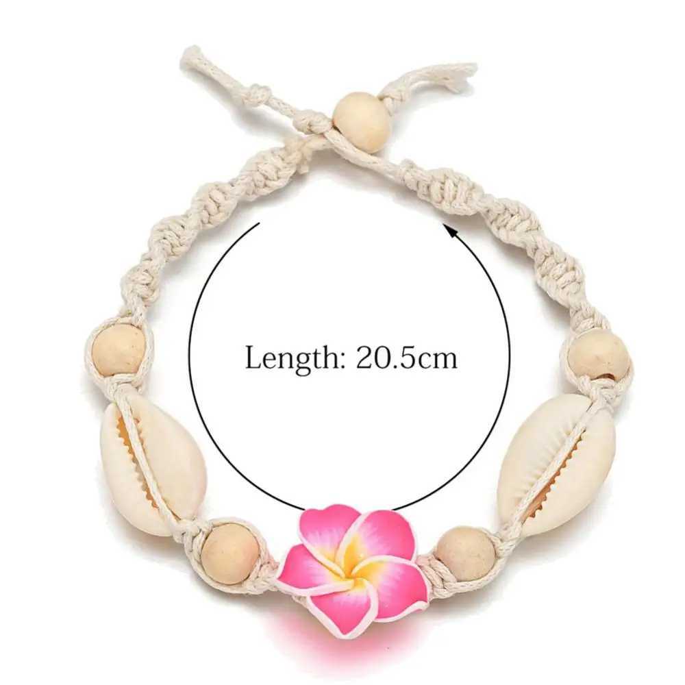 Women Anklets Clay Shell Frangipani Anklets Bohemian Flower Sea Shell Beads Anklet Foot Chain Women Barefoot Ankle BraceletXJ250121