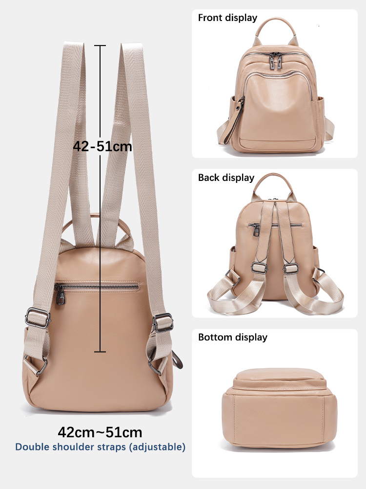 Zency 100% Genuine Leather Stylish Backpack Women Large Capacity Travel Rucksack Natural Knapsack For Lady Satchel SchoolBag