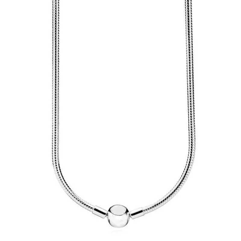Original 925 Sterling Silver Moments Lobster Ball Barrel Clasp Snake Chain Necklace For Women Charm DIY JewelryXJ250114