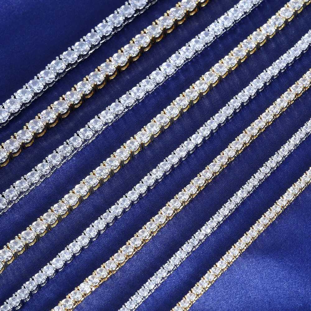 3mm Tennis Chain 1 Row Bling Zircon Copper Material Necklace Hip Hop Man and Women d Out Jewelry Drop shippingXJ250114