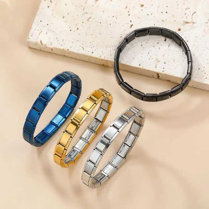 Feehow Italian Charm DIY Jewelry Module Elastic Luxury Bracelet Women Men Stainless Steel Link Bracelet Christmas Gift Wholesale W250121