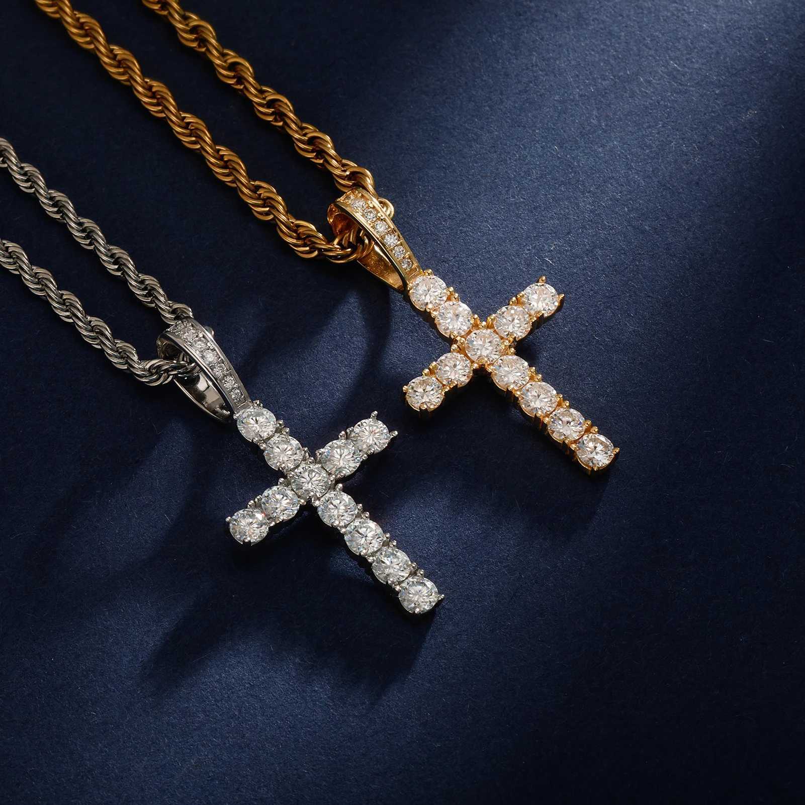TOPGRILLZ Hot Sale Moissanite Cross Pendant 3mm 4mm 925 Sterling Silver Pendant D Color Moissanite Pendant Pass Diamond TestXJ250114