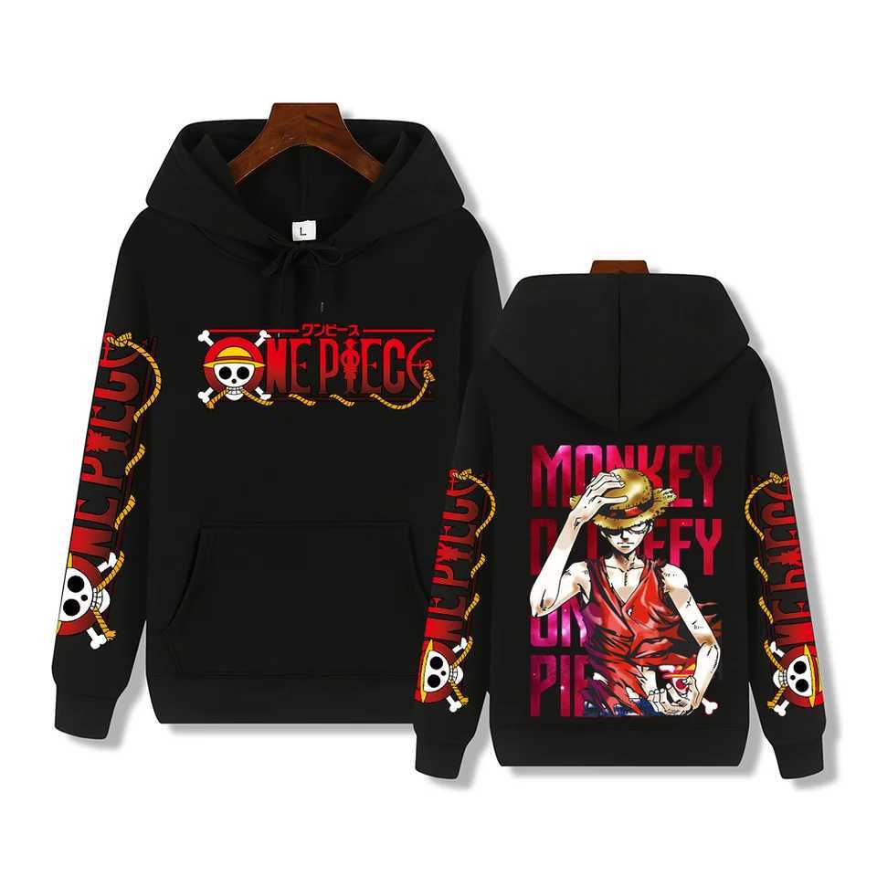 One Piece animation handsome Luffy print Autumn and winter comfortable thick mens high quality leisure warm street hoodieXJ2500118