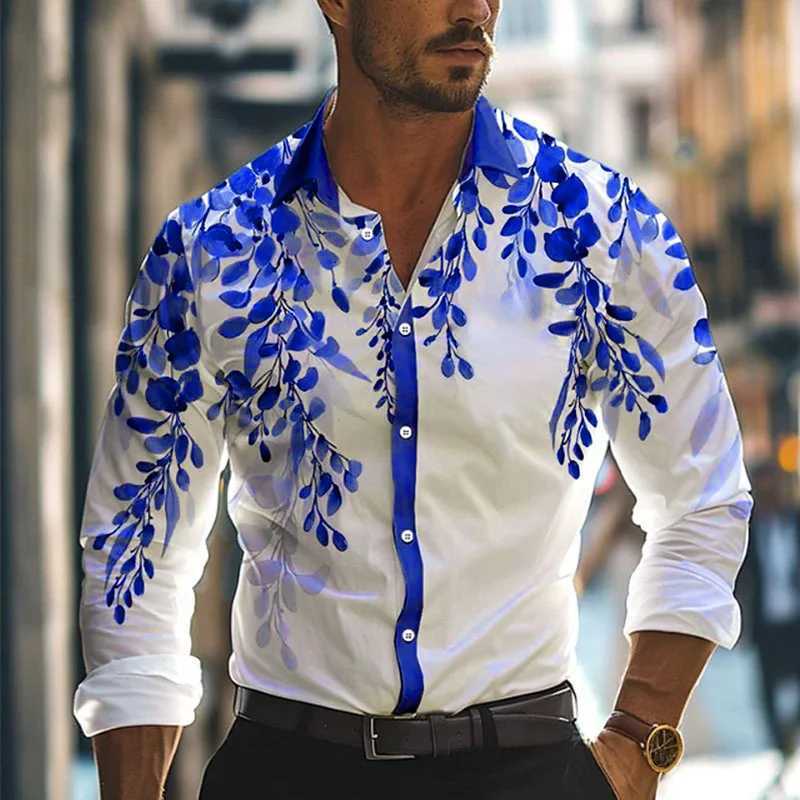 Mens Business Casual 3D Printed Shirt Work Daily Wear Streetwear Spring Summer Lapel S-5XL Long Sleeve Stretch Fabric ShirtXJ250121