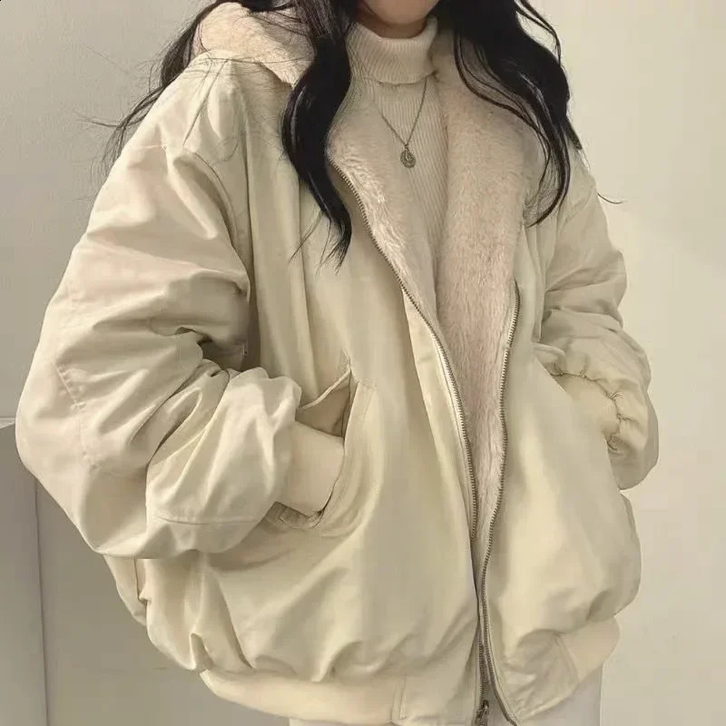 Jackets for Women Thick Warm Parkas Oversized Double Sided Hooded Coat Korean Fashion Casual Loose Zip Up 250113