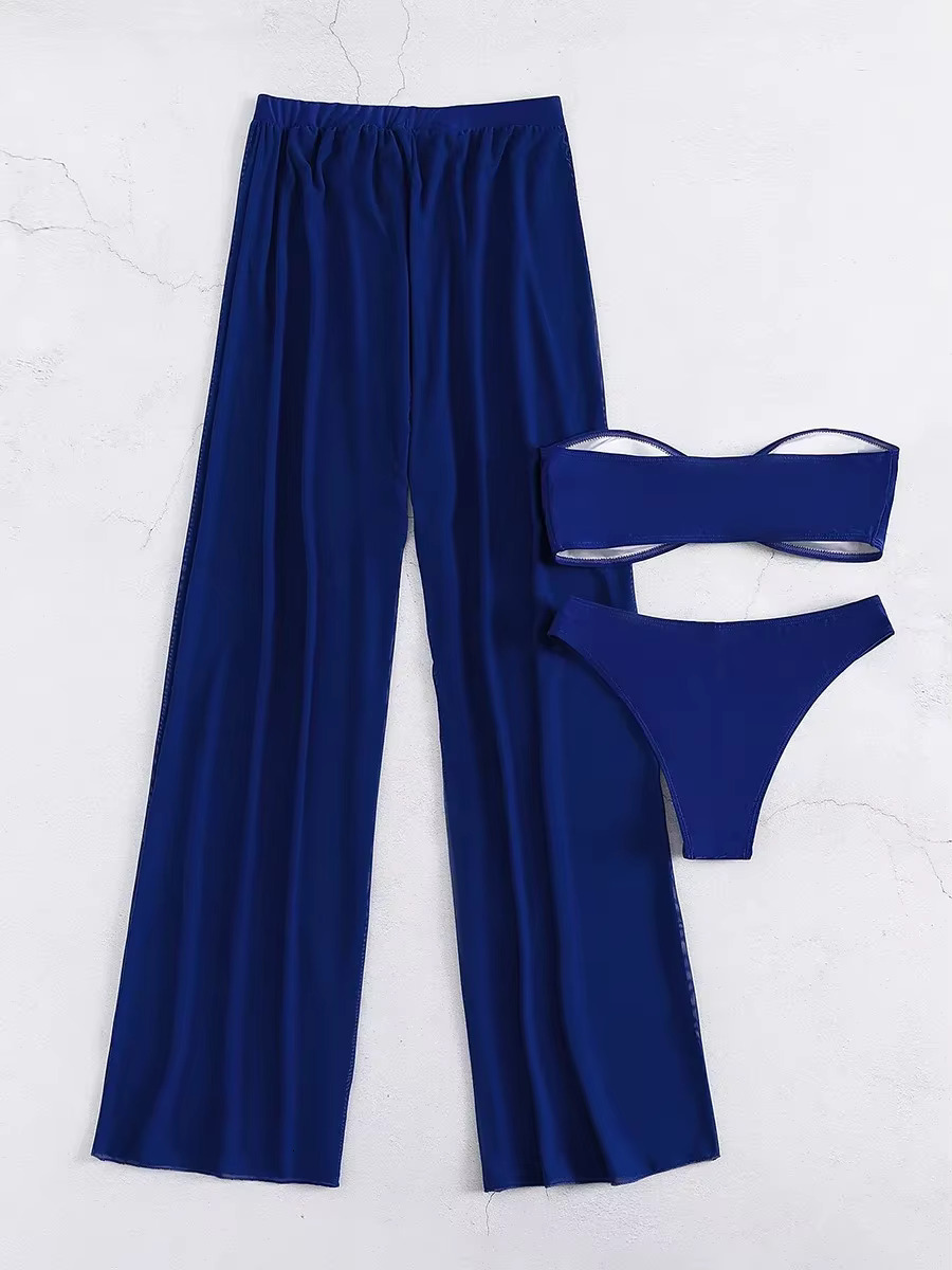 3 Pieces U Wired Bandeau Bikini New Sexy Swimsuit Women & Beach Pants Swimwear Female Beachwear Bathers Bathing Swimming Suit