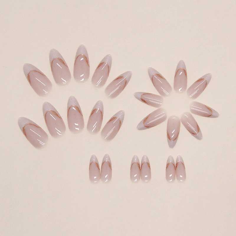24pcs Fake Nails Nail Tip Full Cover Fake Acrylic Fake Nails Tip UV Gel Nail Extension System Oval Almond Carving Short NailsW250120