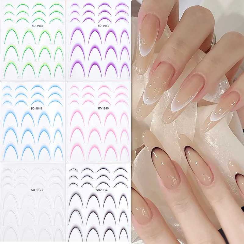 Gradient Color Line Design French Nail Art Stickers Self-Adhesive ail Tips Guides for DIY Decoration Stencil ToolsXJ250120