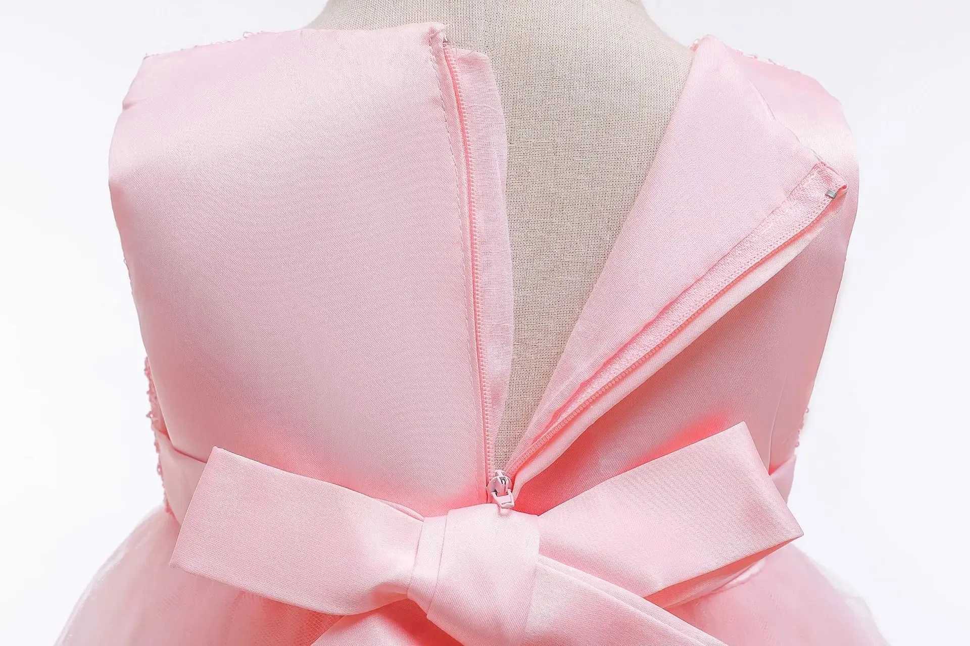 Girl Princess Dress Baby Baptism Lace Solid Long Tailing Dress 1 Year Birthday Party CarnivalBridesmaid Dresses for 0-24Months X250203