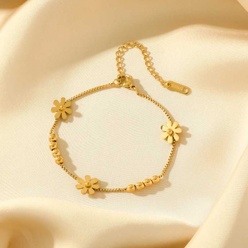EILIECK 316L Stainless Steel Gold Color Flower Bracelet For Women Girl Fashion New Holiday Gift Wrist Chain Jewelry Bracelet W250121