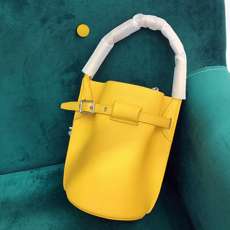 Bag New Lychee Patterned Bucket Big Cowhide Women's Handbag, Single Shoulder Diagonal Cross Bag, Small Bag