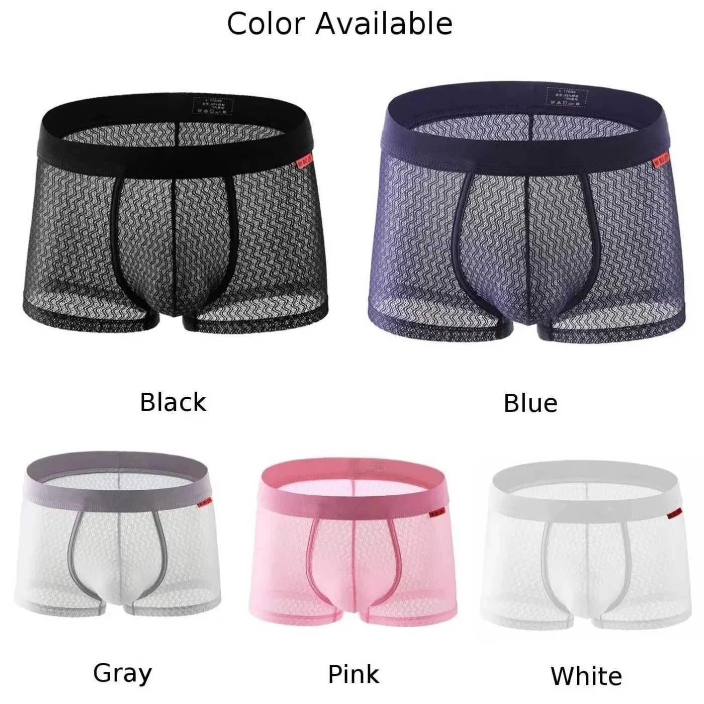 1 PCS Mens Sexy Mesh Middle Waist Underwear Ultra-Thin Sissy Pouch Briefs Homme Solid See Through Underpants Breathable PantiesXJ250114