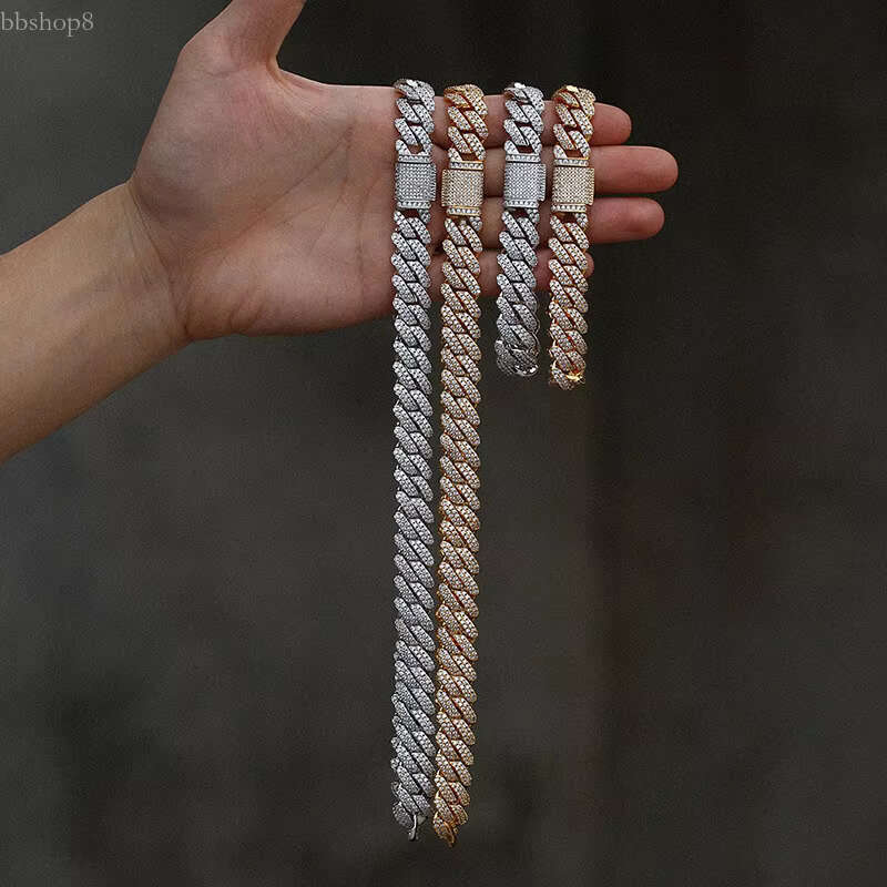 14MM High Quality Moissanite Dia Cuban k Chain With Certificate Hip Hop Sier Necklace Men Jewelry