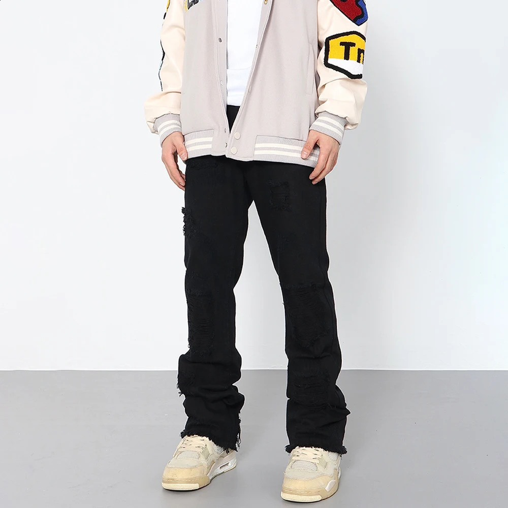Ripped Jeans Men Y2k Summer High Street Fashion Vaqueros Pantalones Hombre Fit Streetwear Casual Black Trousers Slim Denim Pants 250120