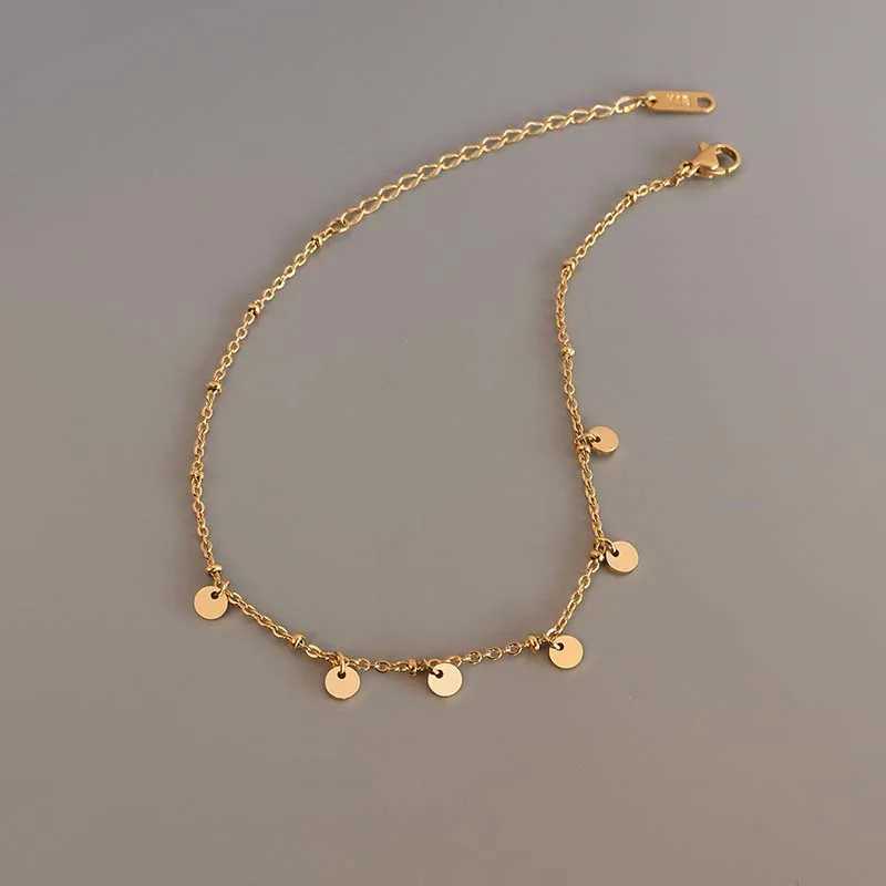 18K Gold Plated Stainl Steel Round Charm Adjustable Anklets for Women Waterproof Beach Foot Bracelet Jewelry GiftXJ250121