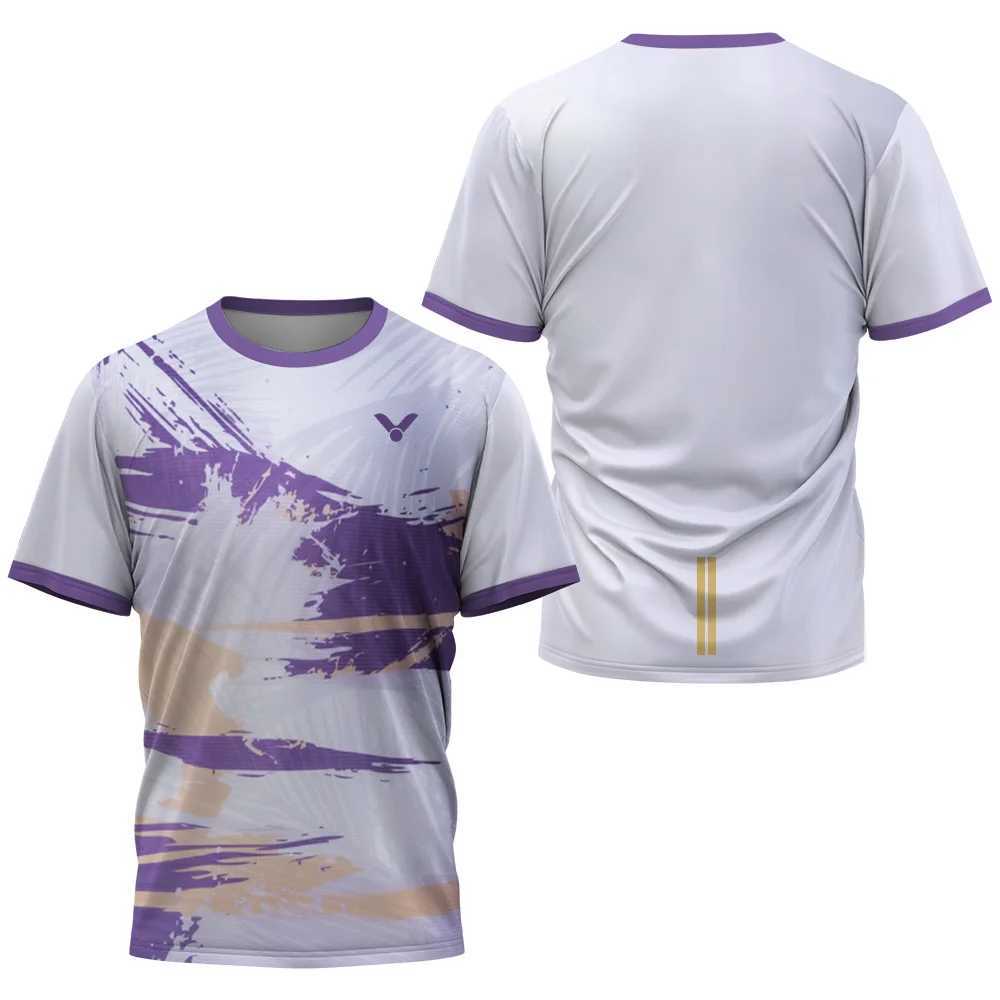 Spliced Geometry Badminton T-Shirt Luxury Brand Short Sleeve Mens Summer Table Tennis T-Shirt Quick Dry Short Sleeve T-Shirt X250203