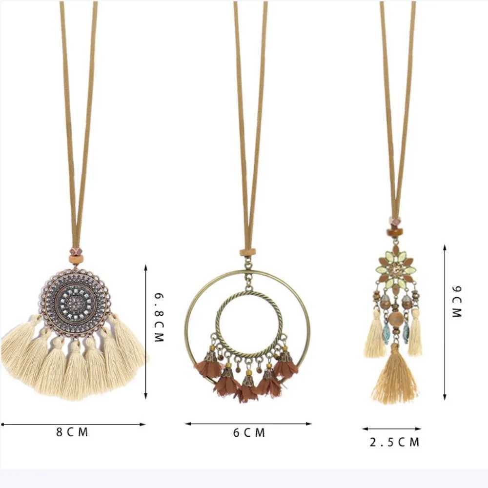 Boho Long Necklace Tassel Ethnic Style Retro Flower Pendant Necklace Womens Sweater Chain Necklace Beach Travel Daily JewelryXJ250121