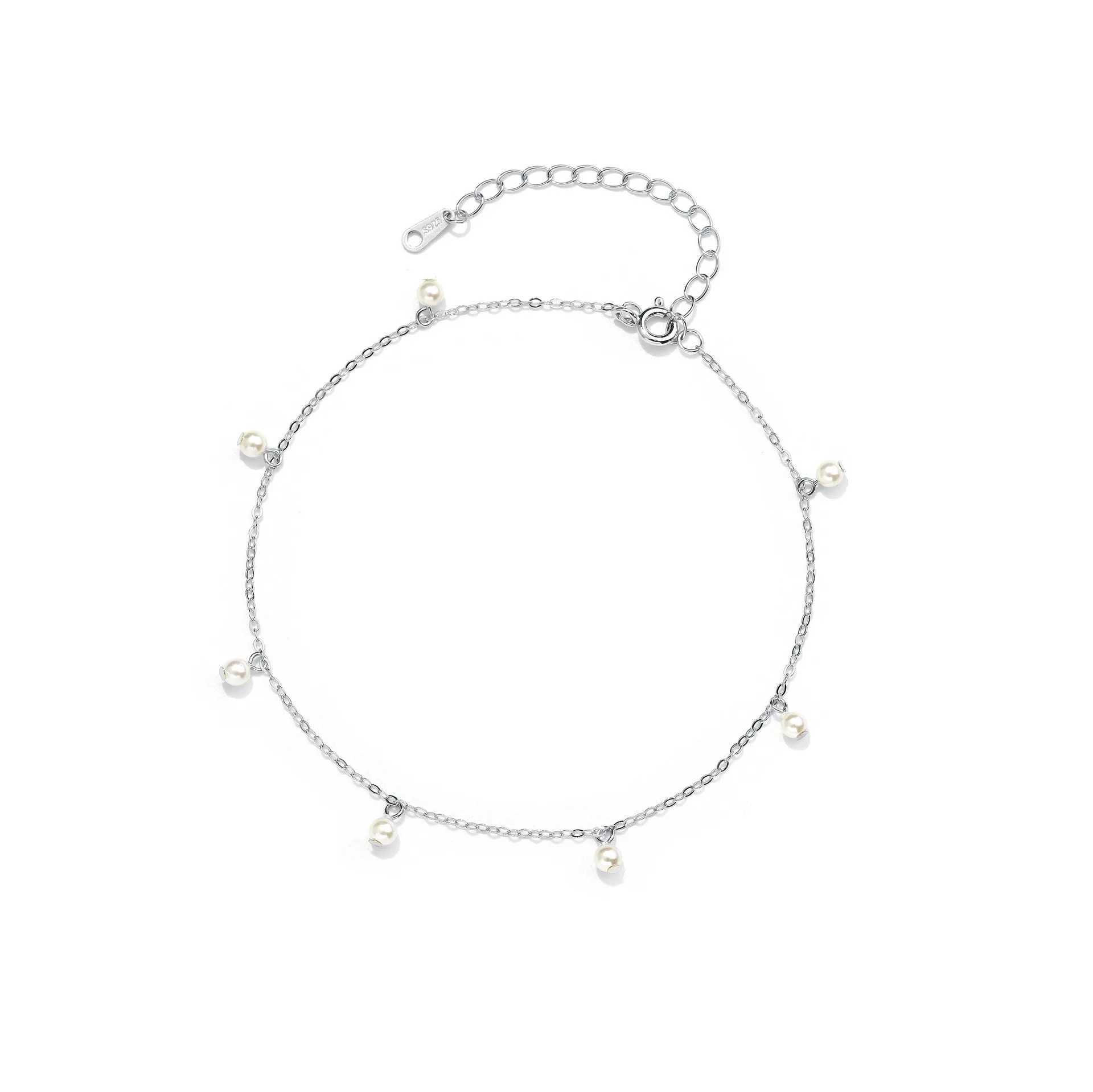 925 Sterling Silver Shell Pearl Tassel Anklet for Women Korean Exquisite Elegant Summer Foot AccoriesXJ250121