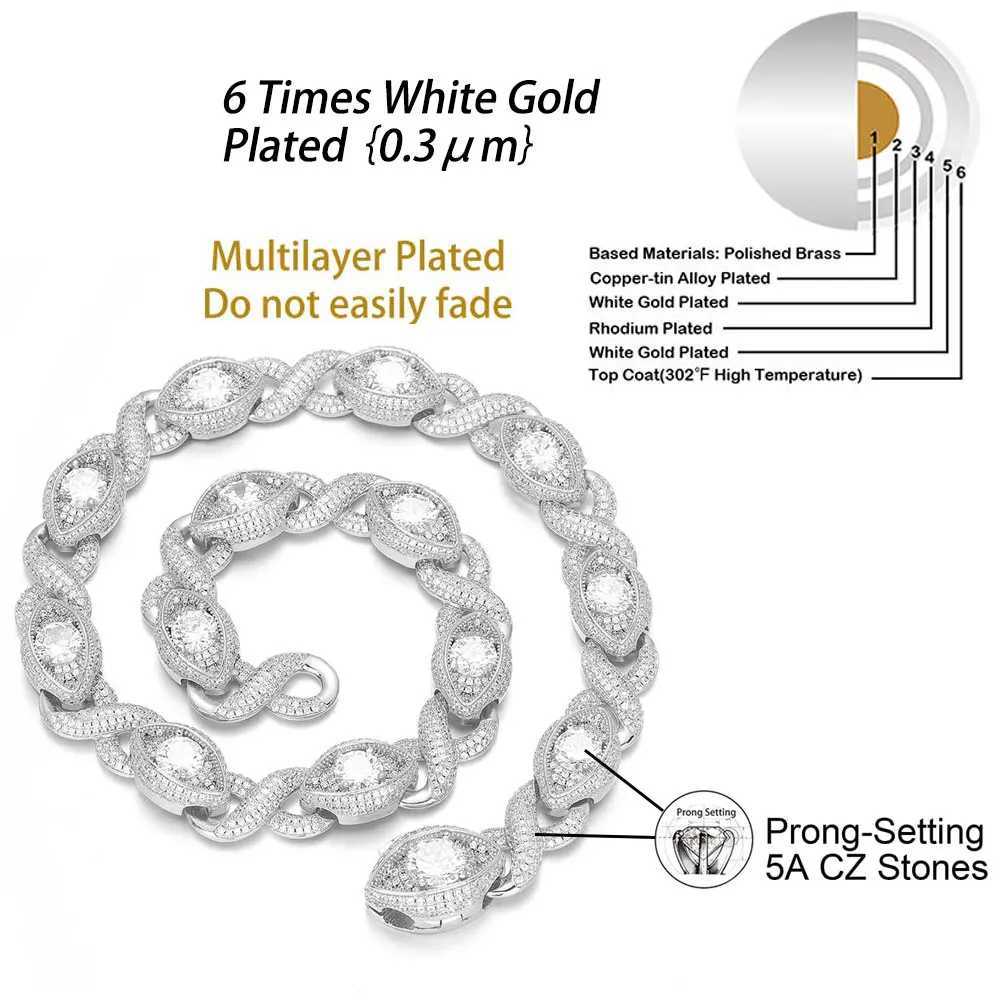 Width 15mm Silver 18k Gold Plated Bling Miami Cuban Link Chain for Men Women Oval d Out Diamond Necklace Hip Hop JewelryXJ250114