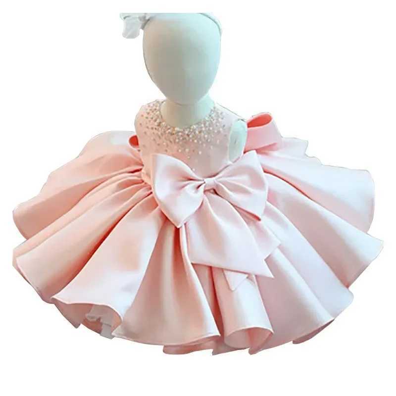 Girl Bow Summer Girl Dress Bow Ball Dress Sleeveless Birthday Princess Dress Pearl Birthday Party Evening Dress 1-10 Y X250203