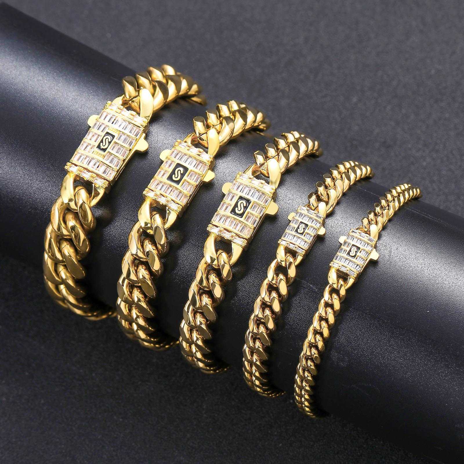 2025 Designer necklace 6mm/8mm/10mm/12mm/14mm Miami Cuban Stainless Steel 14K 18K Gold Plated Monaco Cuban Link Chain Necklace Hip Hop Jewelry