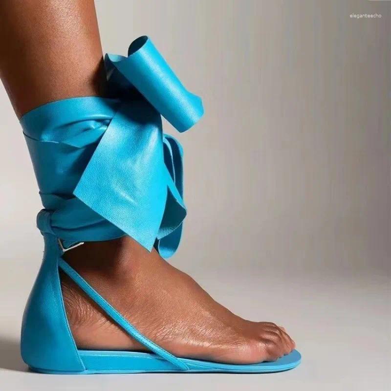 2025 S Fashion Designer Sandals Summer Crystal Ankle Strap Flat Slide Pointed Toe Bridals Evening Dress Party Lady Shoe Chausures Femme
