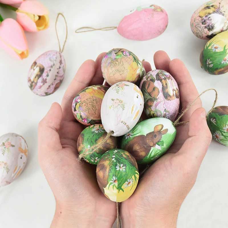6Pcs Egg With Basket Rabbit Foam Eggs Hanging Ornaments Easter Home Decoration 2024 Holiday Par Supplies Kids Gifts Free shipping