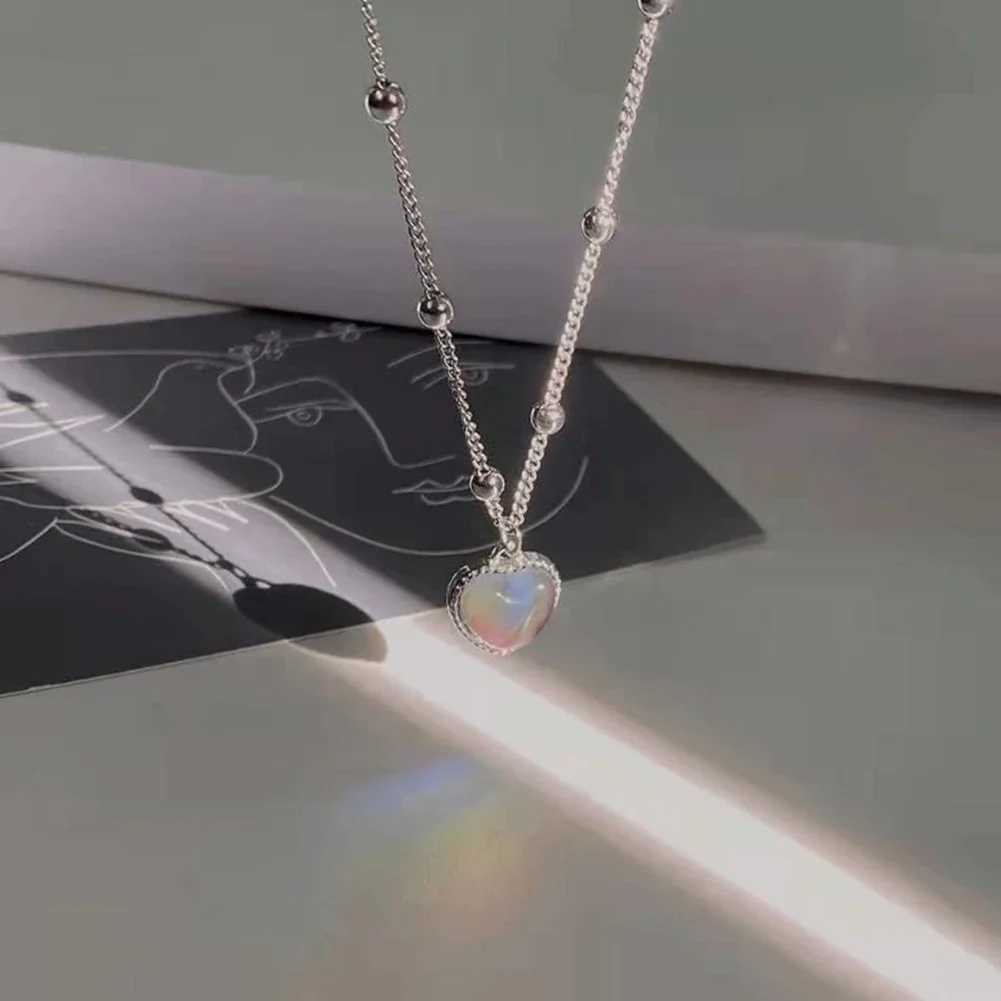 Feeling Emotional Sensitive Discoloration Love Pendant Necklace Stainless Steel Beaded Chain Necklace Gift Jewelry New FashionXJ250121