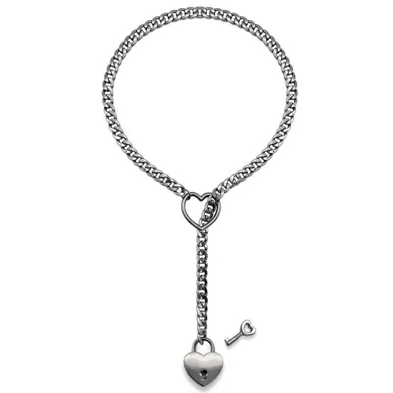 Stainless Steel Slip Chain Hollow Heart Pendant Necklace Long Tassels Fashion Sweater Chain Choker For Women Men Punk JewelryXJ250121