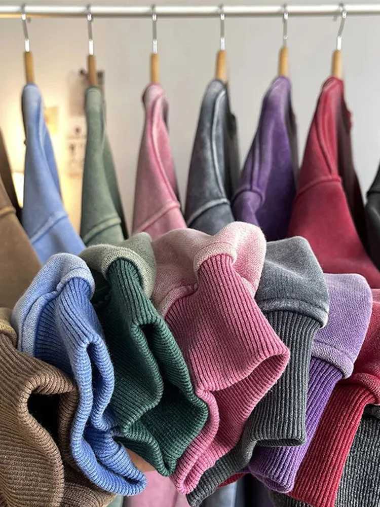 360G Heavy Cotton Oversized Sweatshirts Men/Women Korean Fashion Couples Crew-Neck Vintage Washed Y2K Hoodie Loose Pullover TopsXJ2500118