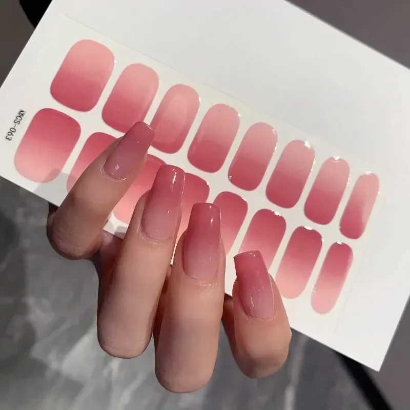 Semi-cured Gel Nail Stickers Solid Color Nail Semi-baked Tips Full UV Nail Need Decals Paste Lamp N0R7 Ideal Gift Beauty ToolXJ250120