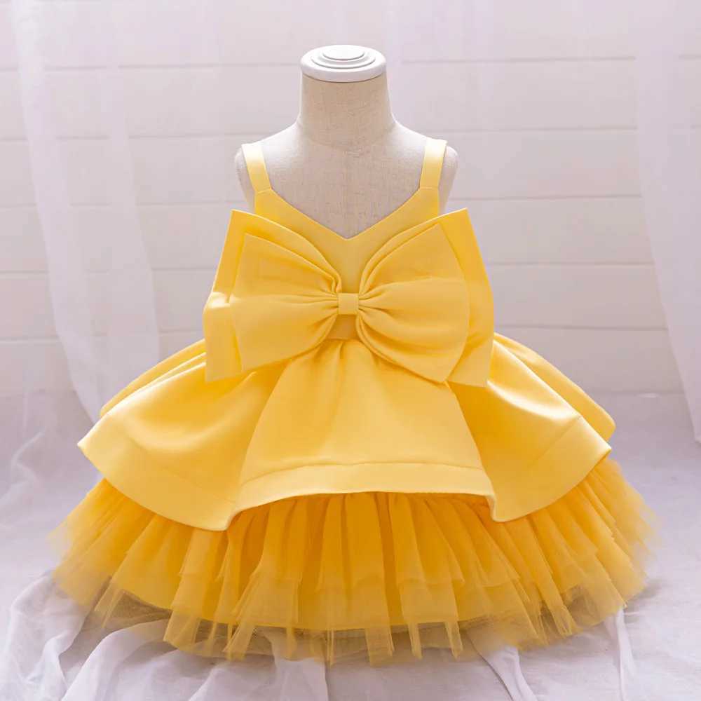 Pink Big Bow Baby Girls Party Dress Toddler 1st Birthday Baptism Princess Dresses for Girl Wedding Bridemaid Kids Clothes X250203
