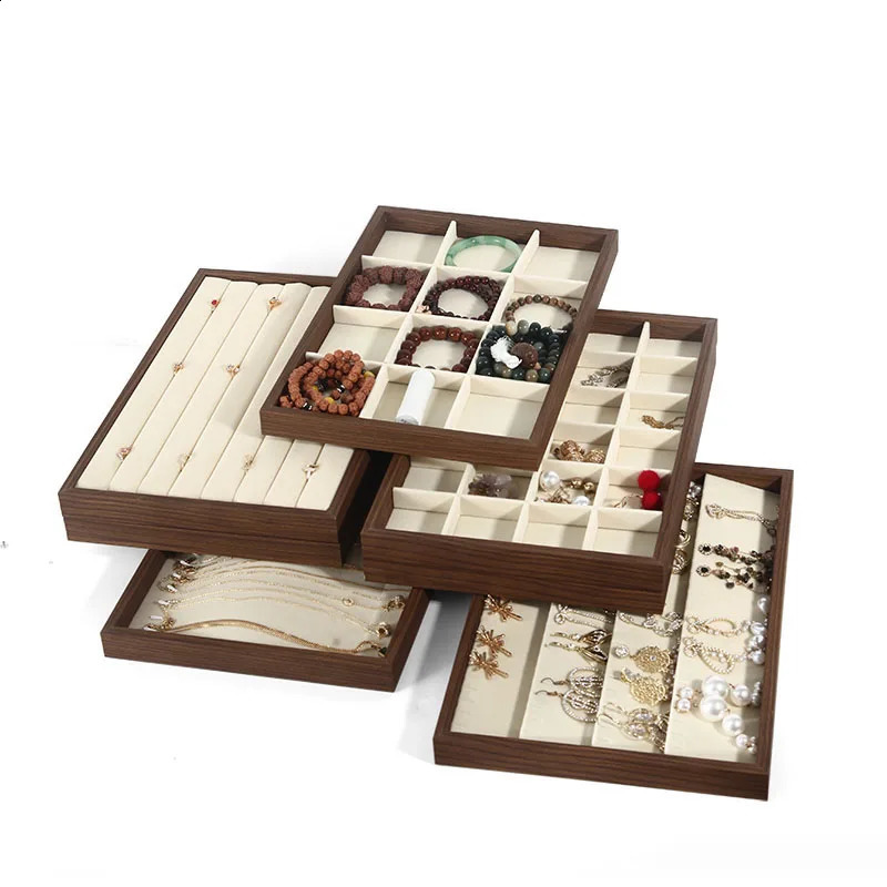 Jewelry display tray walnut grain rings necklace earrings tray jewelry props retro 250117