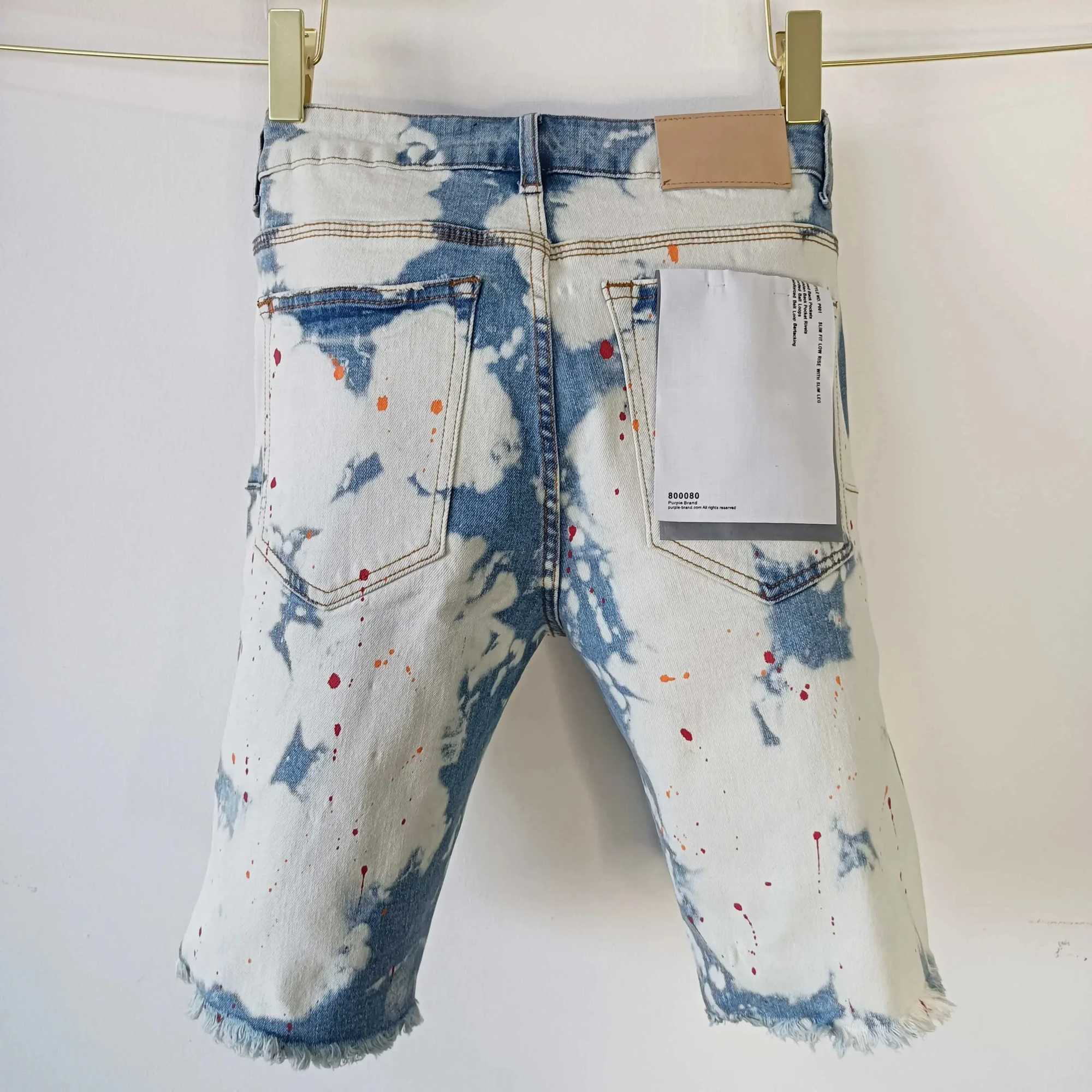 Top quality New s Jeans Men Trendy Elastic Edged Middle brands Pants Irregular Light Color Washed Denim Shorts pants X250203