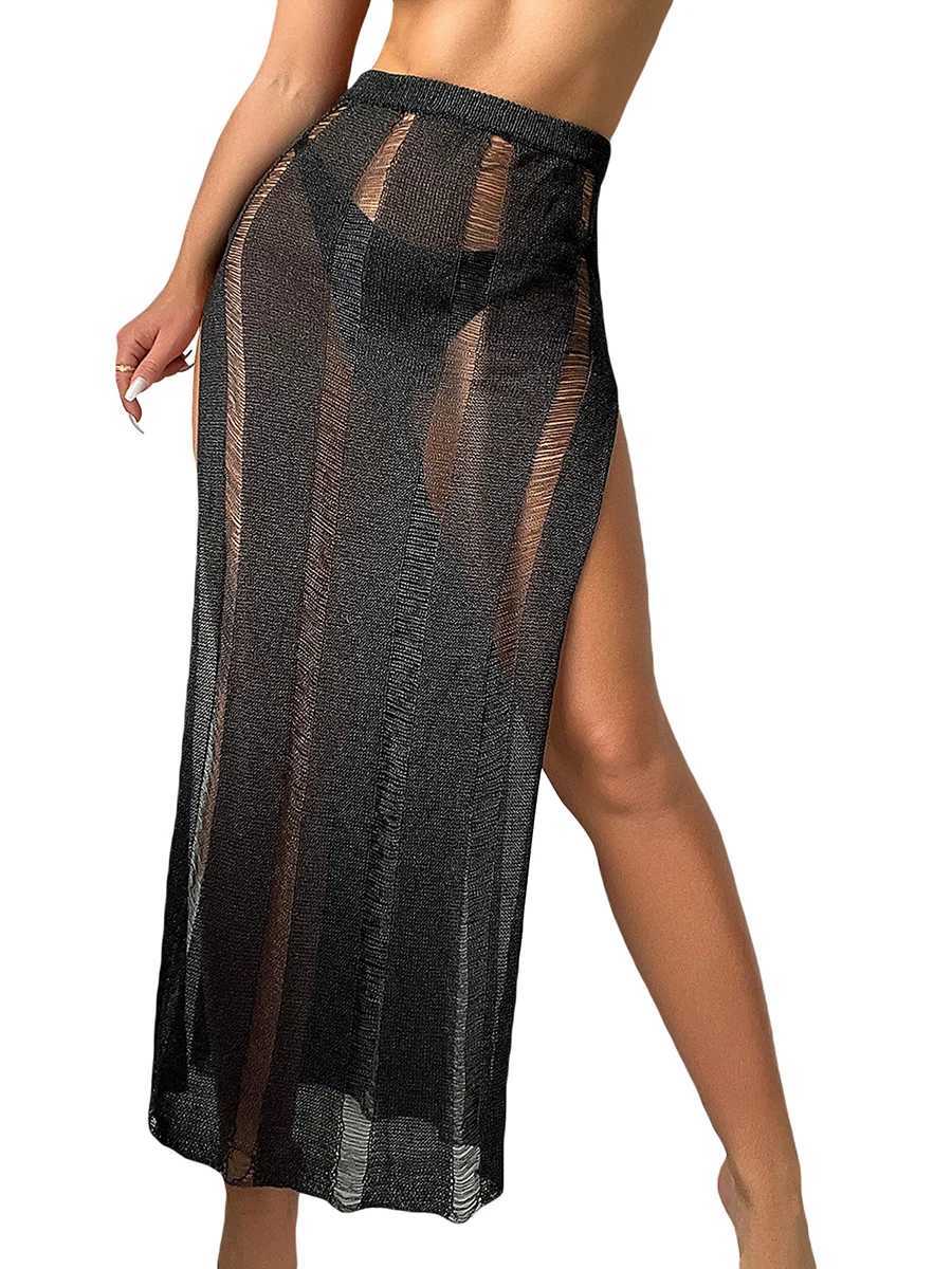 Womens Boho Crochet Beach Cover Up Dr Elegant Lace Hollow Out Mesh Tassel Maxi Sarong Swimwear W250120