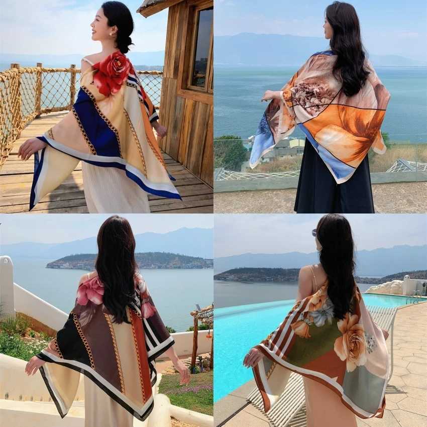 HOT 130x130cm large Velvet Texture Squar Travel Scarf Beach Dr Bikini Sarong Wr Women Brazilian Swimsuit Bathing Cover-ups W250120