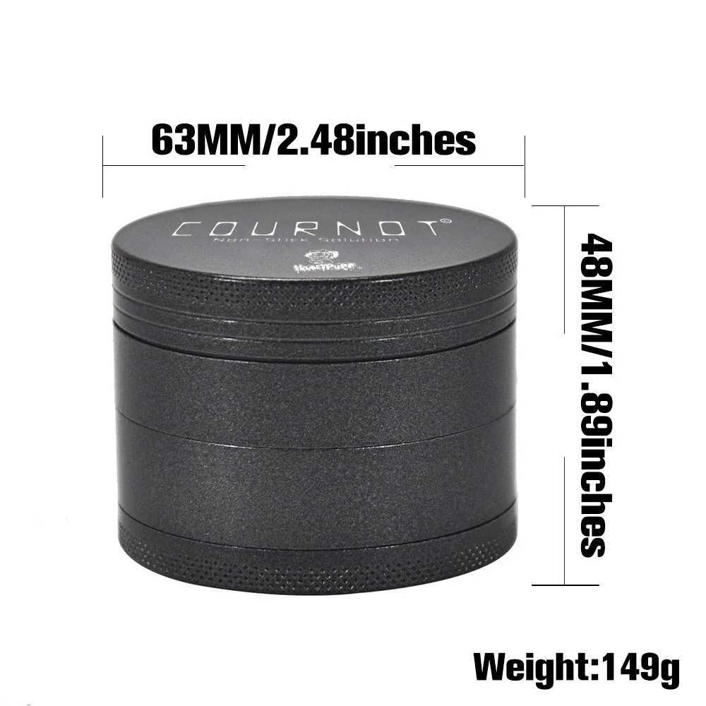 COURNOT 63MM 4Layers Aluminum Alloy Metal Non-Stick Ceramic Grass Smoke Grinder Sharp Diamond Teeth Handle Herb Grinder W250121