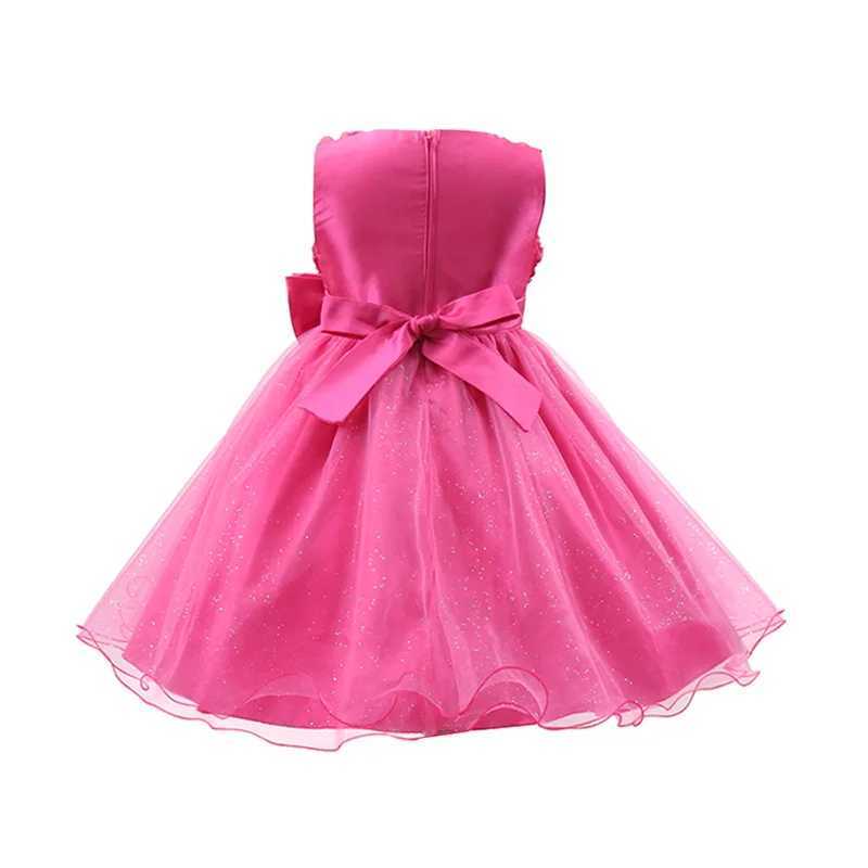 Rose Flowers Baby Girls Dress Summer Sleeveless Mesh Party Princess Dress Piano Performance Costume Birthday Gift Kids Clothes X250203