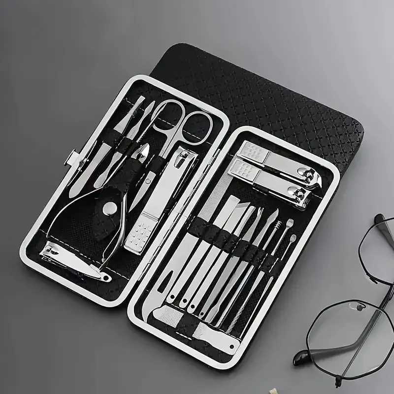 19pcs Manicure Set Professional Stainless Steel Nail Clippers Grooming Kit With Travel Case For Cuticle Care Beauty Tools ForXJ250116
