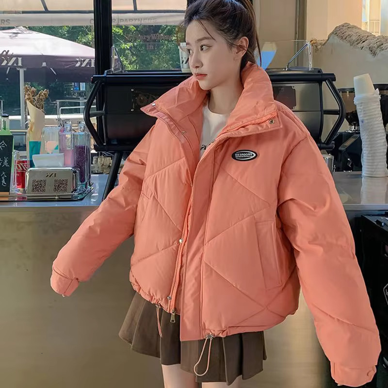 Lucyever New Winter Warm Parkas Women Korean Loose Stand-Up Collar Padded Jacket Woman Thicken Short Down Cotton Outwear