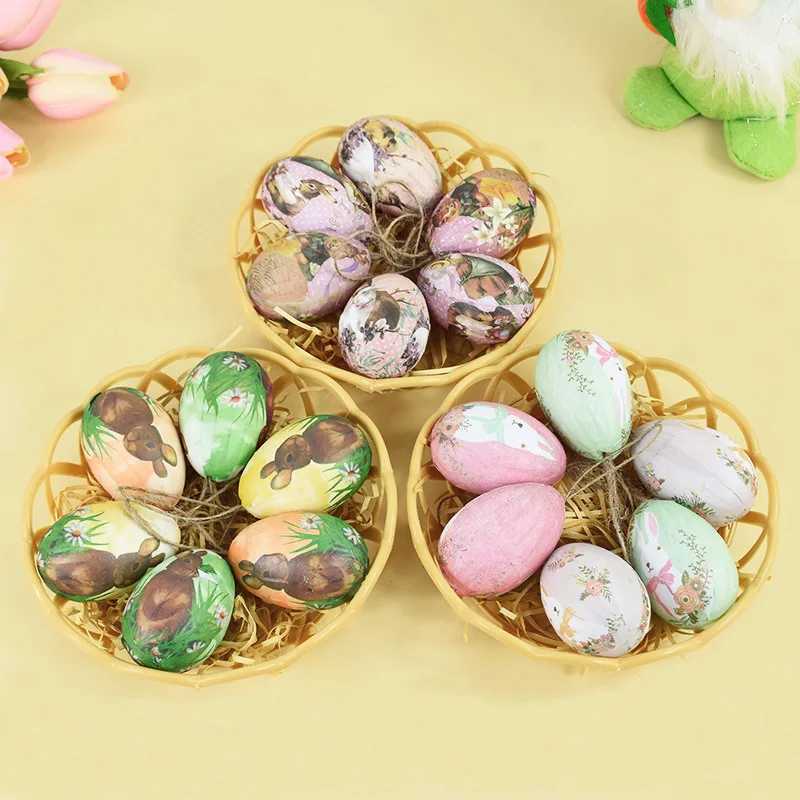 6Pcs Egg With Basket Rabbit Foam Eggs Hanging Ornaments Easter Home Decoration 2024 Holiday Par Supplies Kids Gifts Free shipping