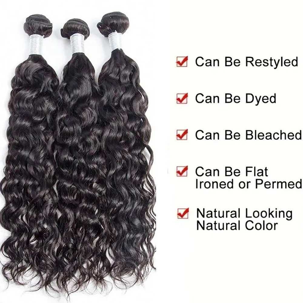 30 Inch Water Wave Bundles with HD Lace Clo Brazilian Raw Human Hair Bundles with Clo Wet And Wavy Bundles with CloXJ250120