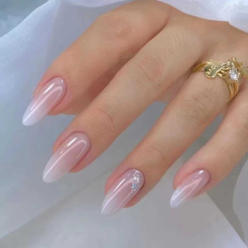 24Pcs White Series Simple Fake Nail Short French False Nails Set Wearable Full Cover Press on Nails Artificial Nail TipsW250120